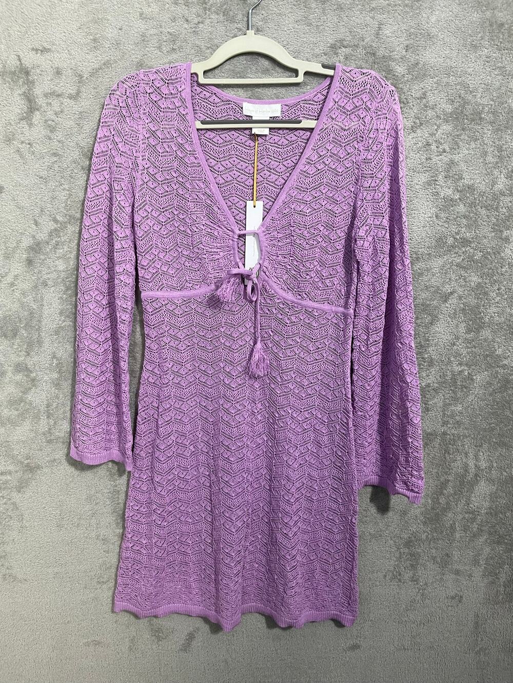 House of Harlow 1960 Lavender Crochet Swim Coverup Small